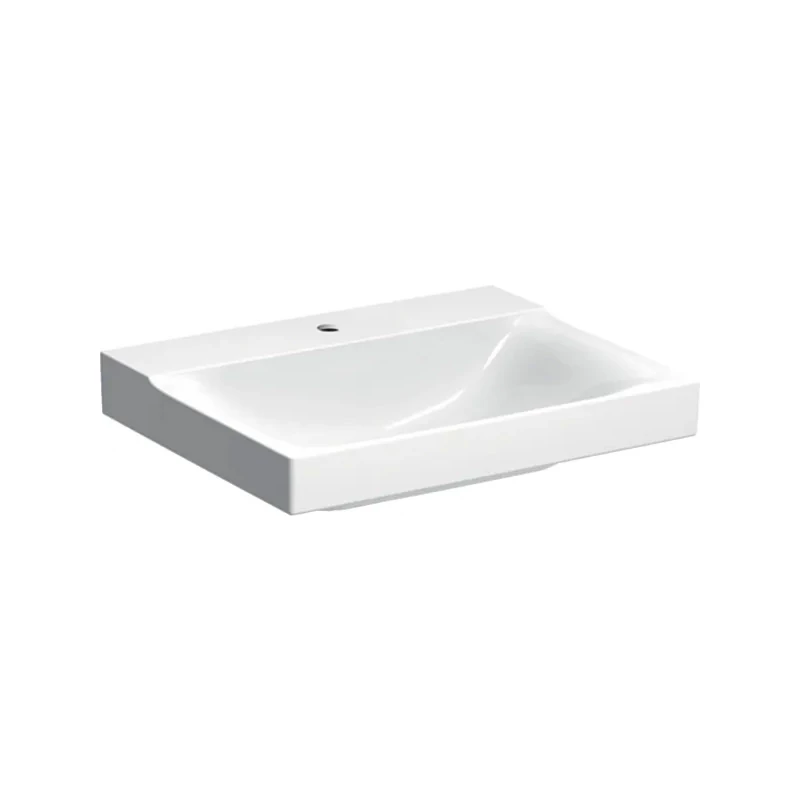 Geberit Xeno2 mosdó, 60 cm x 14 cm x 48 cm, csaplyuk középen, túlfolyó nélkül, KeraTect