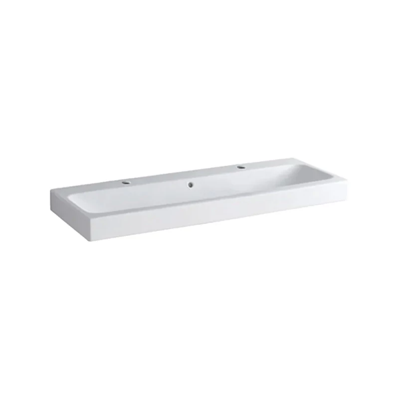 Geberit iCon 1medencés mosdó, 120 cm x 16 cm x 48.5 cm, csaplyuk bal és jobb, túlfolyó látható