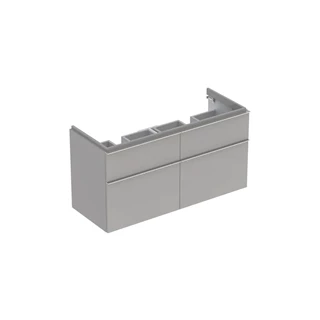 Geberit iCon alsó szekrény dupla mosdóhoz, négy fiókkal, 119 cm x 62 cm x 47.7 cm, magasfényű lakkozott platina