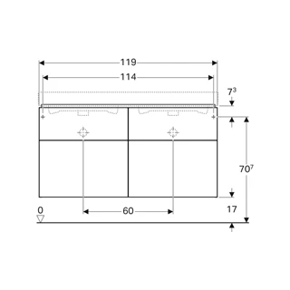 Geberit iCon alsó szekrény mosdóhoz 120 cm, négy fiókkal, 119x62x47,7 cm, magasfényű fehér