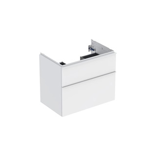 Geberit iCon alsó szekrény mosdóhoz, két fiókkal, 74x62x47,7 cm, középen szifonkivágás, magasfényű fehér, fürdőszoba bút