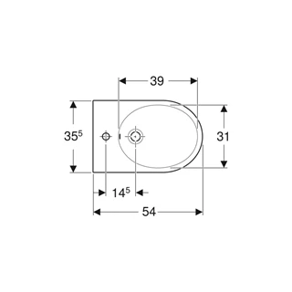 Geberit iCon fali bidé, zárt forma, 35.5 cm x 23.5 cm x 54 cm, túlfolyó látható