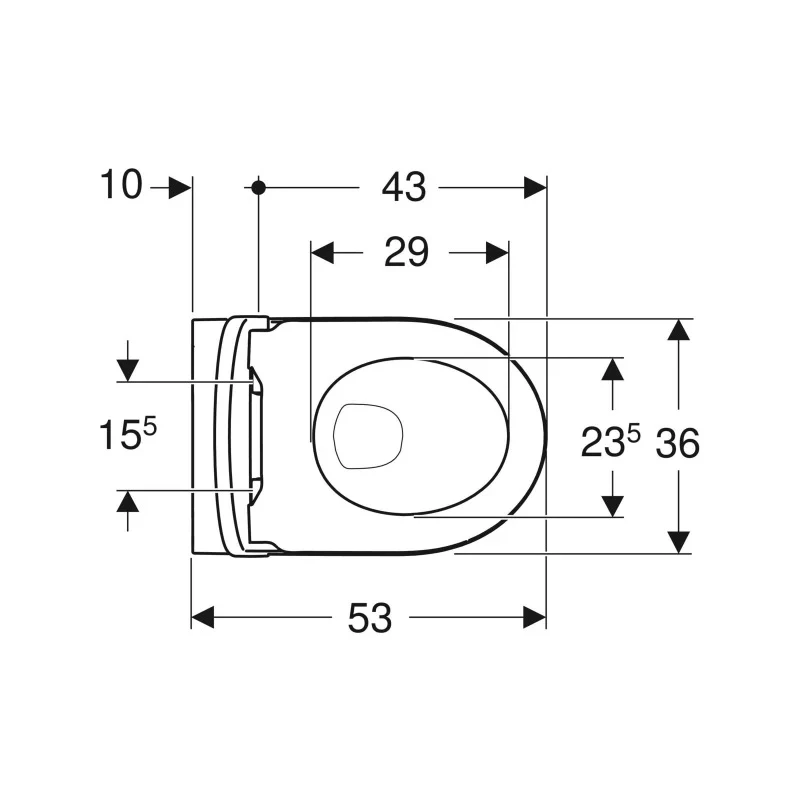 Geberit iCon mélyöblítésű fali WC készlet, zárt forma, Rimfree, WC-ülőkével (softclose ülőke, gyorskioldós) 53x36cm