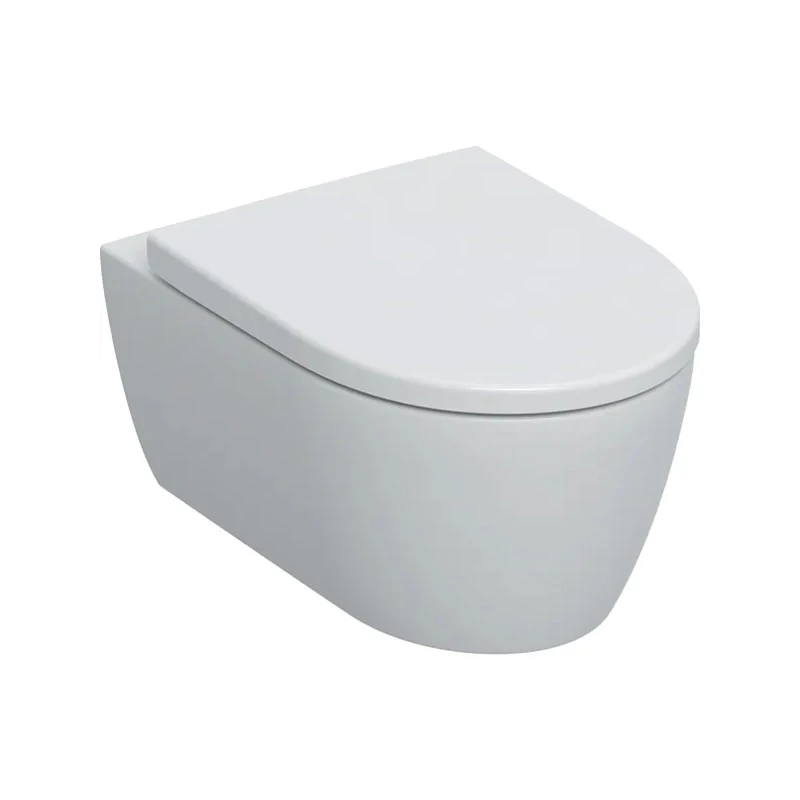 Geberit iCon mélyöblítésű fali WC készlet, zárt forma, Rimfree, WC-ülőkével (softclose ülőke, gyorskioldós) 53x36cm