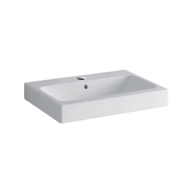 Geberit iCon pultra ültethető mosdó, 60 x 15,5 x 48,5 cm, csaplyuk középen, túlfolyó látható
