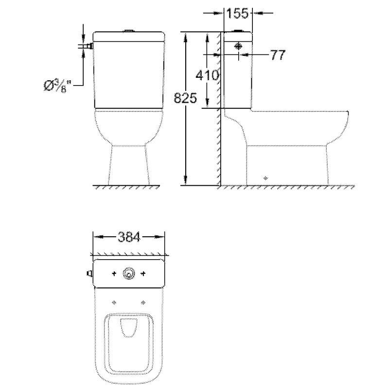 Grohe BauEdge Ceramic wc-öblítőtartály monoblokkos kombinációhoz oldalsó bekötés