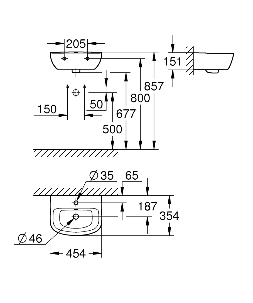 Grohe Bau Ceramic kézmosó 450x350mm