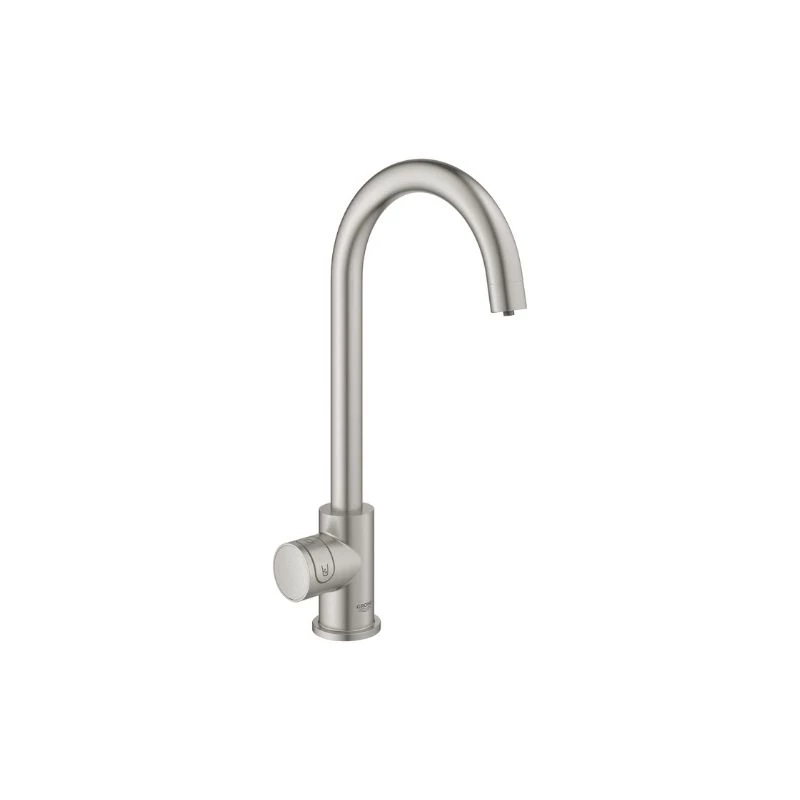 Grohe Blue Home Mono Starter csaptelep készlet szabályozható szénsavadagolóval C alakú kifolyóval, matt szuperacél
