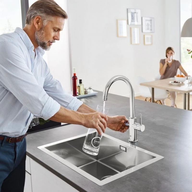 Grohe Blue Home csaptelep készlet szabályozható szénsavadagolóval C alakú kifolyóval, króm