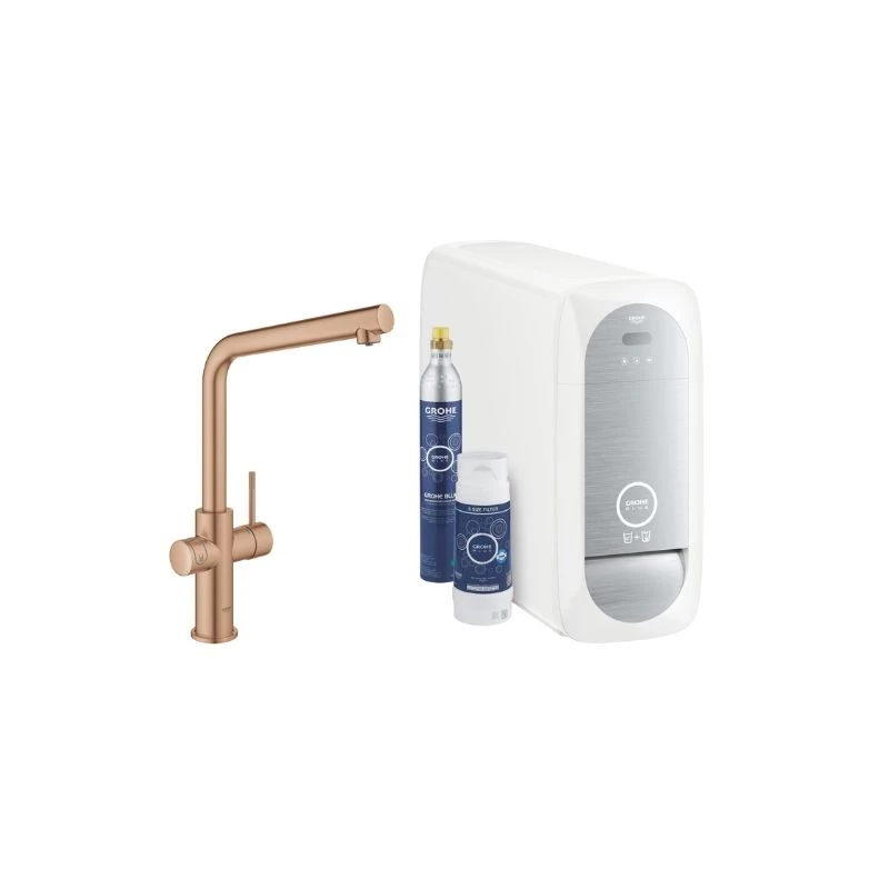 Grohe Blue Home csaptelep készlet szabályozható szénsavadagolóval L alakú kifolyóval, matt warm sunset