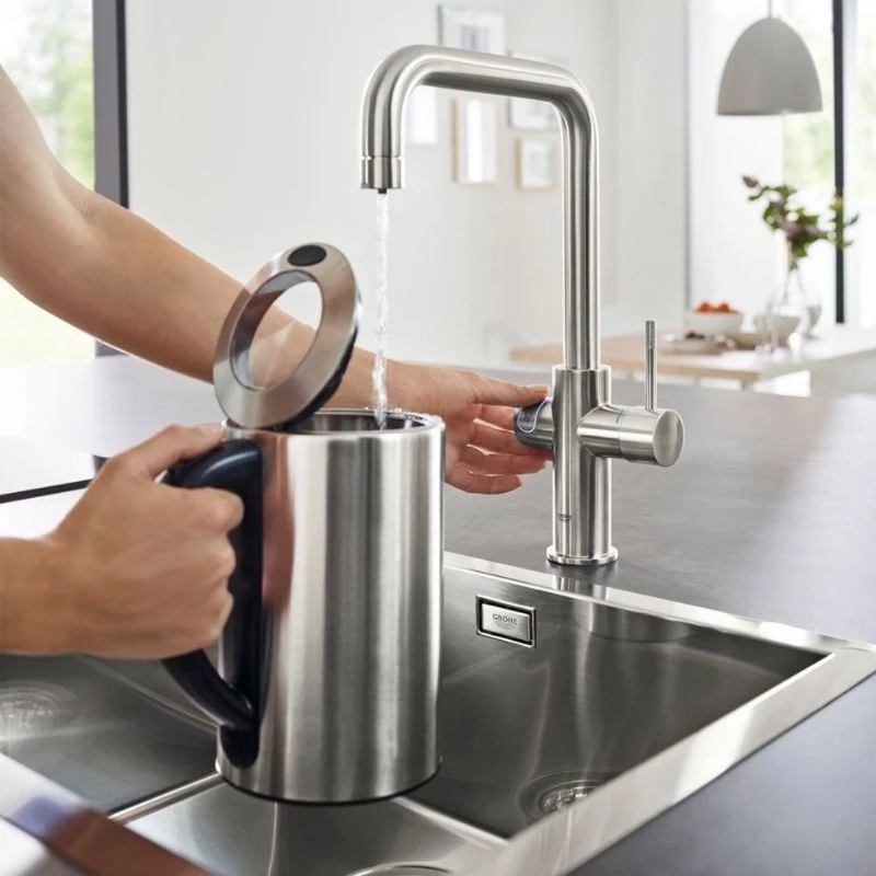Grohe Blue Home csaptelep készlet szabályozható szénsavadagolóval U alakú kifolyóval, króm