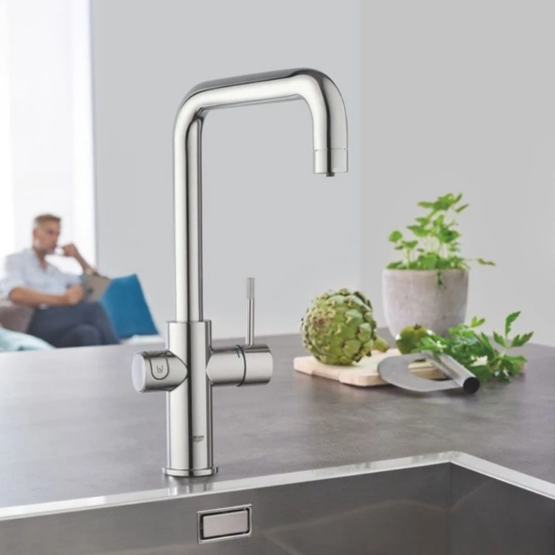 Grohe Blue Home csaptelep készlet szabályozható szénsavadagolóval U alakú kifolyóval, króm