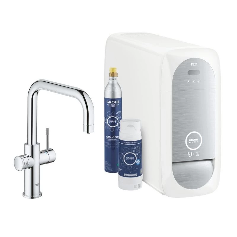 Grohe Blue Home csaptelep készlet szabályozható szénsavadagolóval U alakú kifolyóval, króm