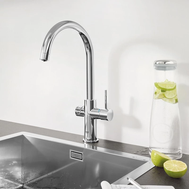 Grohe Blue Professional csaptelep készlet szabályozható szénsavadagolóval C alakú kifolyóval, króm