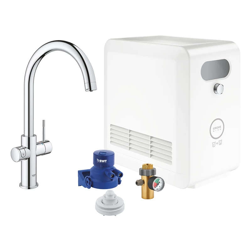 Grohe Blue Professional csaptelep készlet szabályozható szénsavadagolóval C alakú kifolyóval, króm