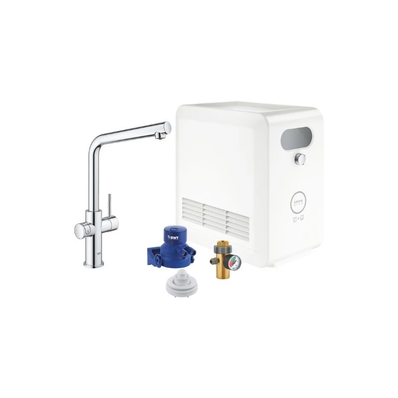 Grohe Blue Professional csaptelep készlet szabályozható szénsavadagolóval L alakú kifolyóval, króm