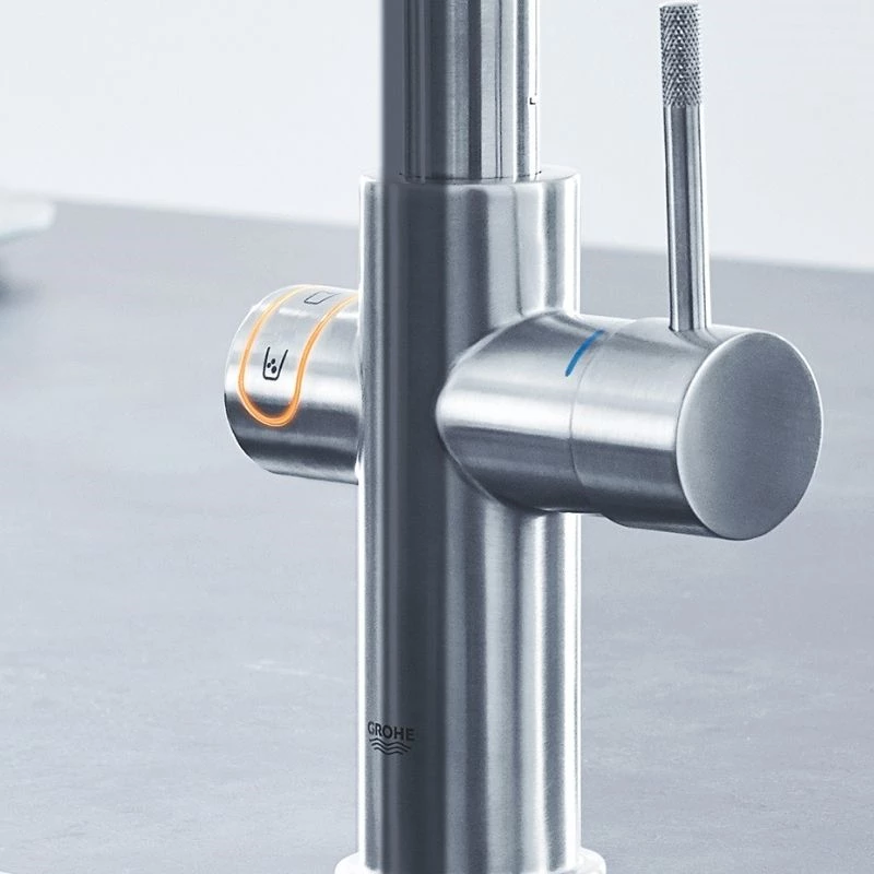 Grohe Blue Professional csaptelep készlet szabályozható szénsavadagolóval L alakú kifolyóval, króm, kihúzható fejjel