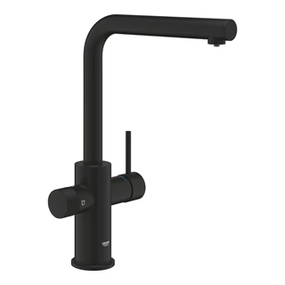 Grohe Blue Pure Minta mosogató csaptelep, L kifolyós, kihúzható fejjel, szűrt és normál vízre, fantom fekete