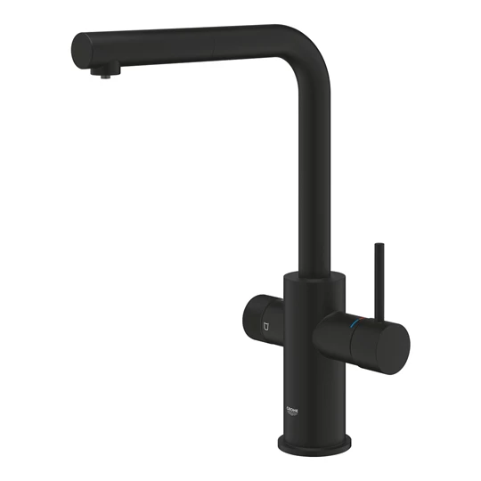 Grohe Blue Pure Minta mosogató csaptelep, L kifolyós, kihúzható fejjel, szűrt és normál vízre, fantom fekete