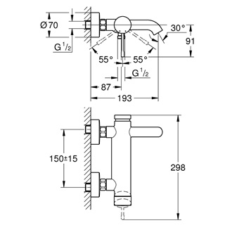 Grohe Essence egykaros kádcsaptelep, 1/2” matt/arany