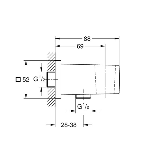 Grohe Euphoria Cube fali csatlakozó könyök (1/2”) és zuhanytartó, matt warm sunset