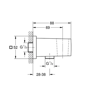 Grohe Euphoria Cube fali csatlakozó könyök (1/2”) és zuhanytartó, pol. hard grafite felület