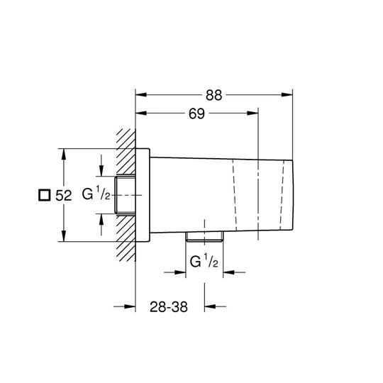 Grohe Euphoria Cube fali csatlakozó könyök (1/2”) és zuhanytartó, pol. hard grafite felület