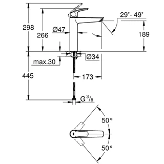 Grohe Eurosmart egykaros magasított króm csaptelep  XL méret