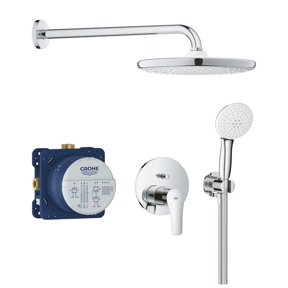 Grohe Eurosmart falsík alatti zuhanyrendszer Tempesta 250 fejzuhannyal (kerek forma), króm