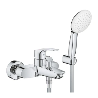 Grohe Eurosmart falsíkon kívüli egykaros fali kádcsaptelep zuhanyszettel,188mm benyúlás,króm