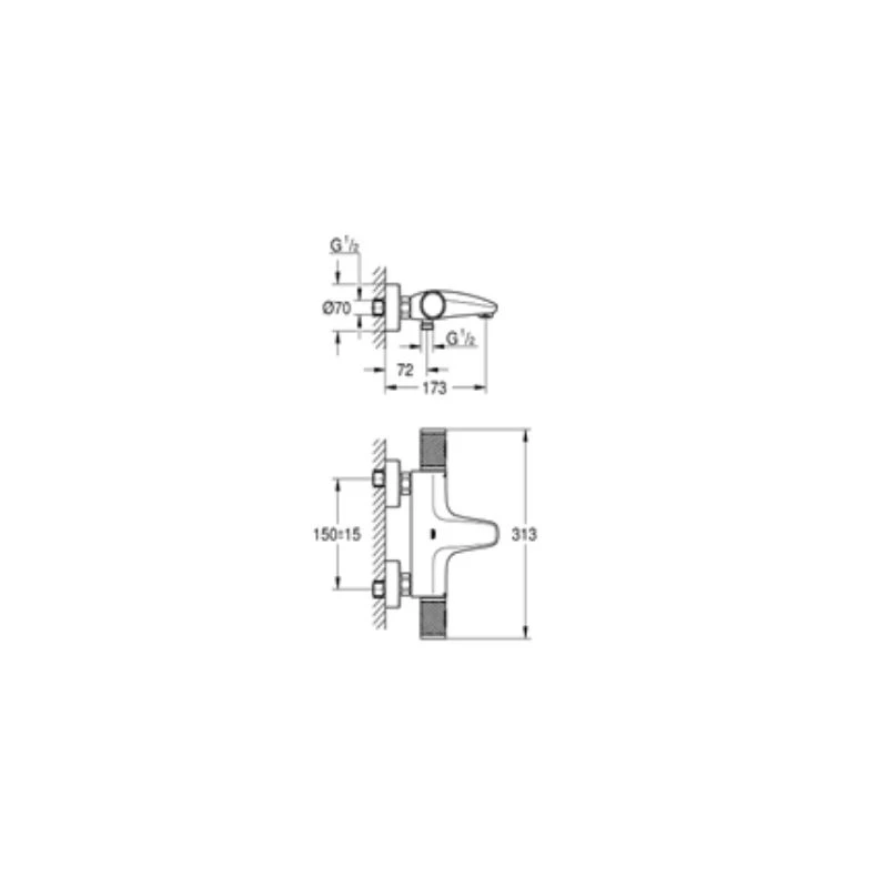Grohe Grohtherm 1000 Performance termosztátos kádcsaptelep, automata váltógombbal: kád/zuhany