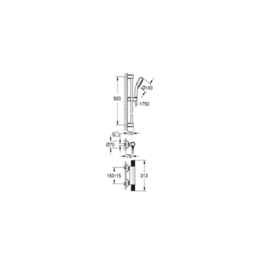 Grohe Grohtherm 1000 Performance termosztátos zuhany csaptelep, 900 mm-es sines zuhanyszettel 