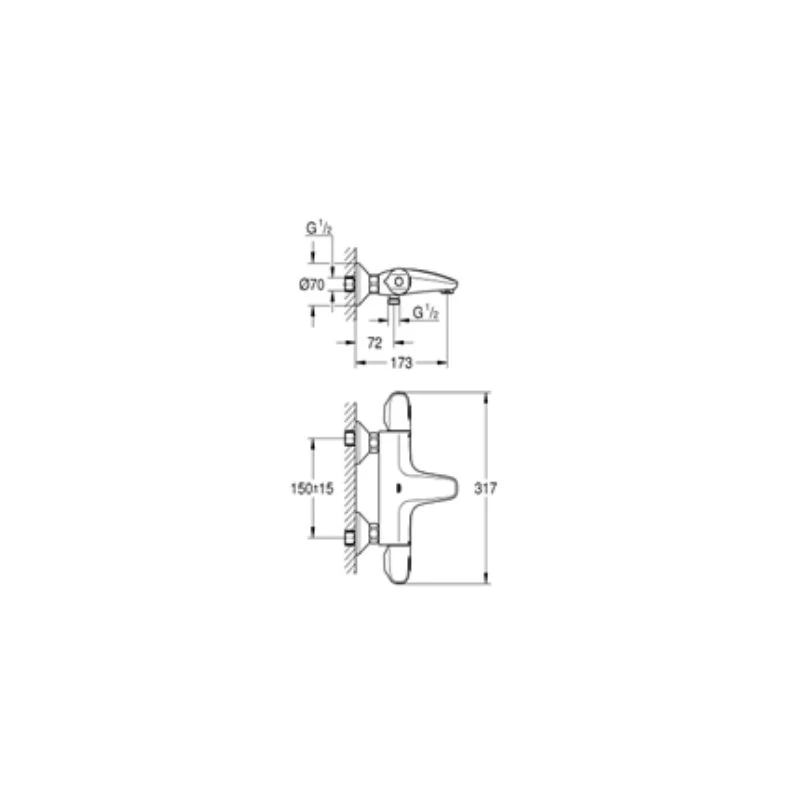Grohe Grohtherm 1000 termosztátos kádcsaptelep, automata váltógombbal: kád/zuhany