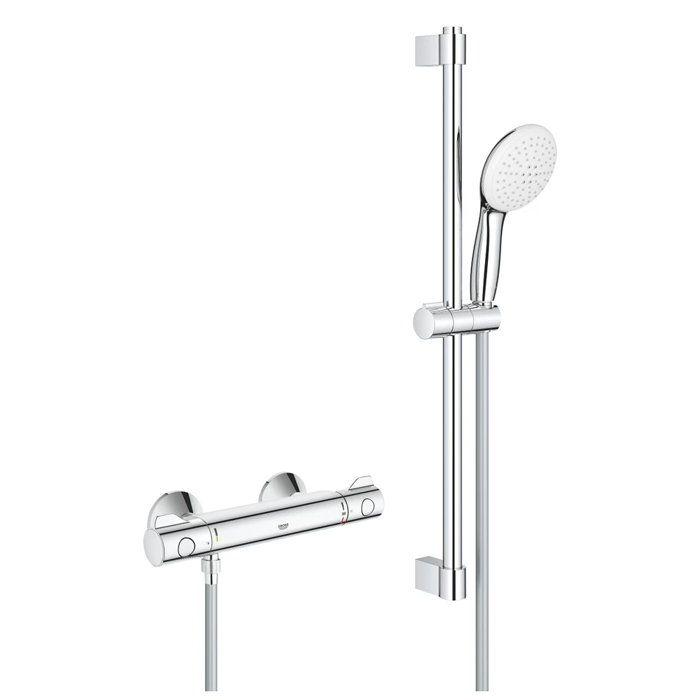 Grohe Grohtherm 800 termosztátos zuhanycsaptelep 1/2", 600 mm-es sines zuhanyszettel (2 funkciós kézizuhany)