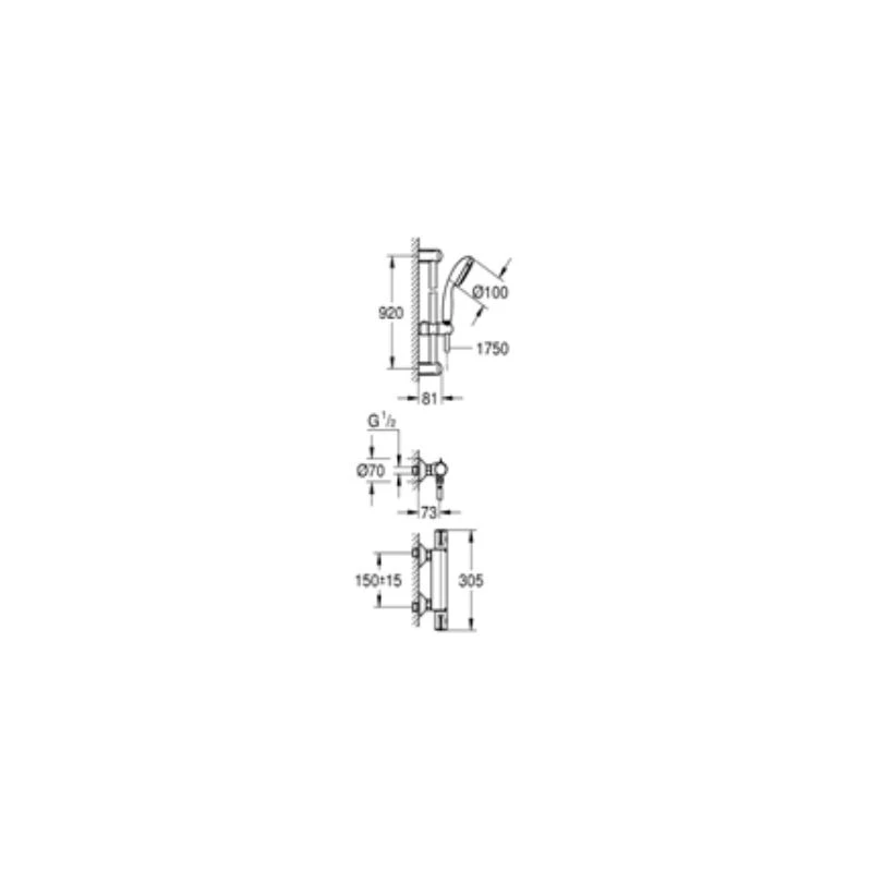 Grohe Grohtherm 800 termosztátos zuhany csaptelep 900 mm-es sines zuhanyszettel