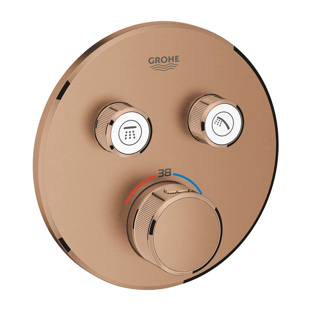 Grohe Grohtherm Smartcontrol, termosztátos színkészlet, 2 funkciós, kerek kialakítású, Brushed Warm Sunset