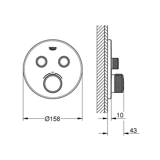 Grohe Grohtherm Smarcontrol, termosztátos színkészlet, 2 funkciós, kerek kialakítású, matt warm sunset