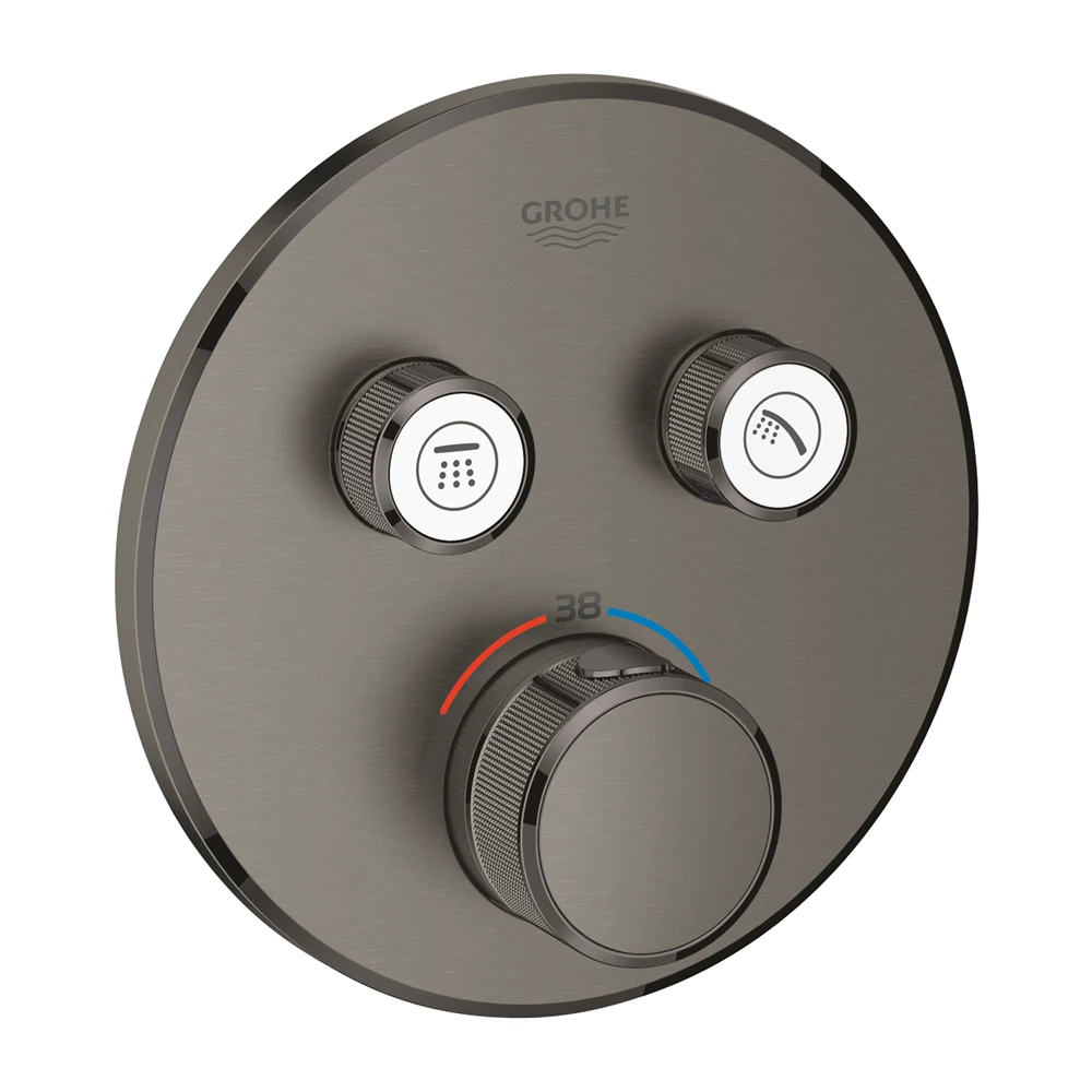Grohe Grohtherm Smartcontrol, termosztátos színkészlet, 2 funkciós, kerek kialakítású, Brushed Hard Graphite