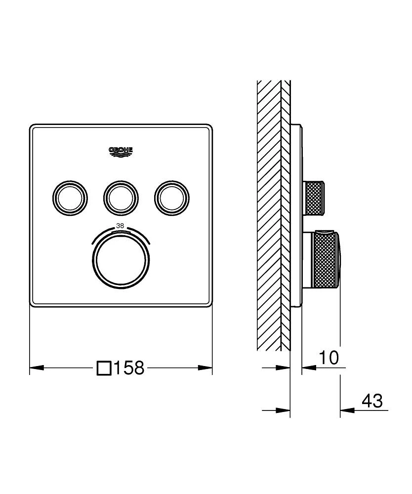 Grohe Grohtherm Smartcontrol termosztátos színkészlet, 3 utas váltó, Brushed Hard Graphite