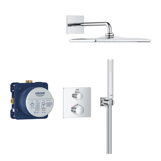 Grohe Grohtherm rejtett zuhanyrendszer Rainshower Mono 310 Cube fejzuhannyal (szögletes forma)