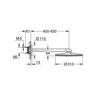 Grohe Rainshower Smart Active 310 fejzuhany, 2 funkciós, 430 mm zuhanykarral  Brushed Cool Sunrise