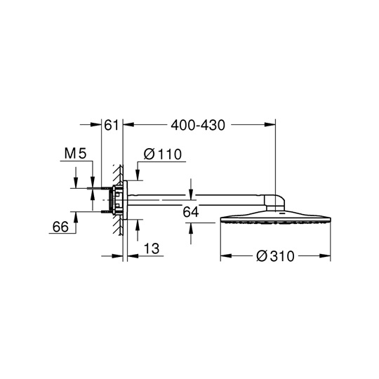 Grohe Rainshower Smart Active 310 fejzuhany, 2 funkciós, 430 mm zuhanykarral  Brushed Cool Sunrise