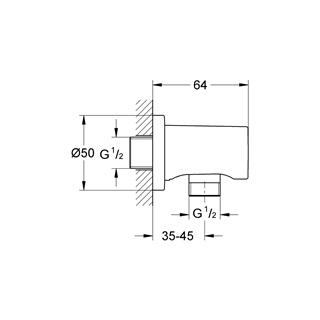 Grohe Rainshower fali csatlakozó könyök, brushed hard graphite