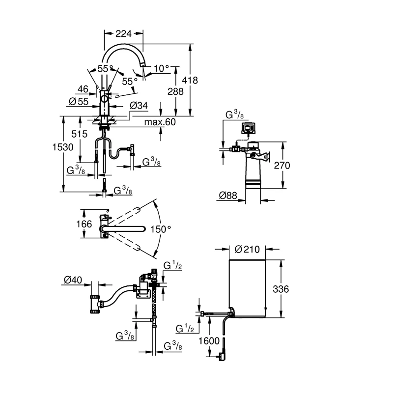 Grohe Red II Duo csaptelep C-kifolyóval és bojlerrel