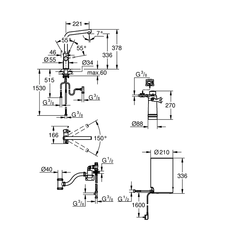 Grohe Red II Duo csaptelep L-kifolyóval és bojlerrel