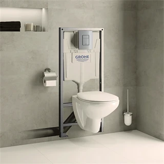 Grohe Solido 5 az 1-ben wc csésze ülőkével, tartállyal, szerelőkerettel és nyomólappal, alpin fehér