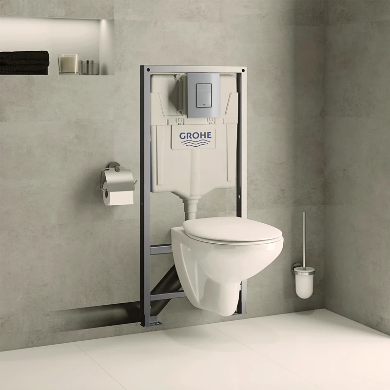 Grohe Solido 5 az 1-ben wc csésze ülőkével, tartállyal, szerelőkerettel és nyomólappal, alpin fehér