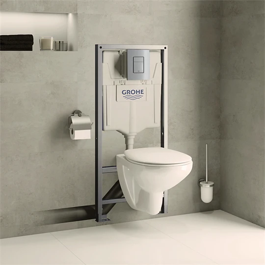 Grohe Solido 5 az 1-ben wc csésze ülőkével, tartállyal, szerelőkerettel és nyomólappal, alpin fehér