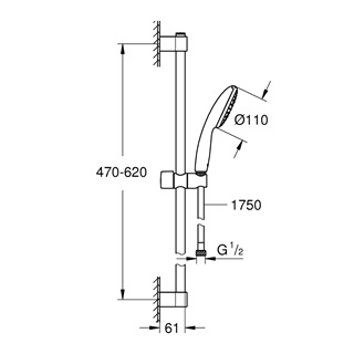 Grohe Tempesta 110 rudas zuhanyszett, 1 funkciós, króm