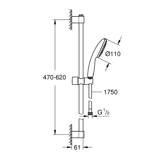 Grohe Tempesta 110 rudas zuhanyszett, 1 funkciós, króm